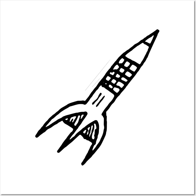 Space Rocket Doodle Art Wall Art by VANDERVISUALS